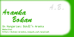 aranka bokan business card